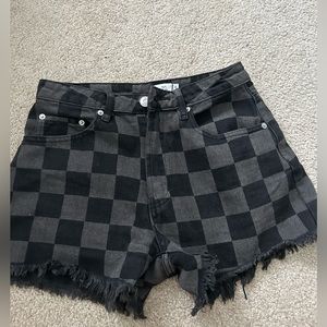 Black and Grey Checkered Jean shorts